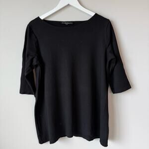 Bryn Walker | Piera Ponti Black Modal Casual Knit Tunic Top Size Medium